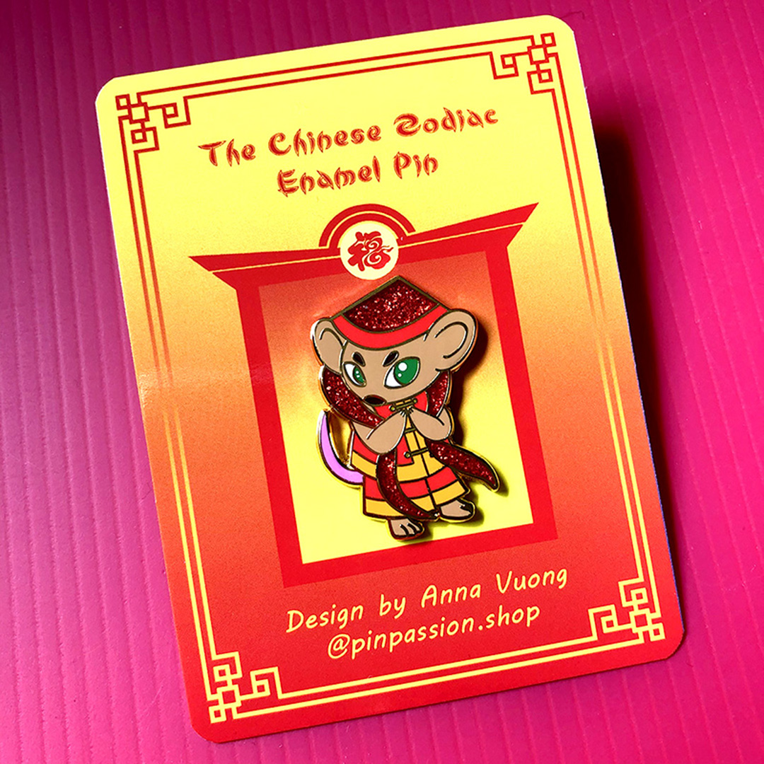 Chinese Zodiac Rat Red Pin Passion